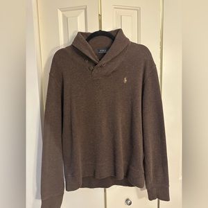 Ralph lauren men’s brown cross knit sweater